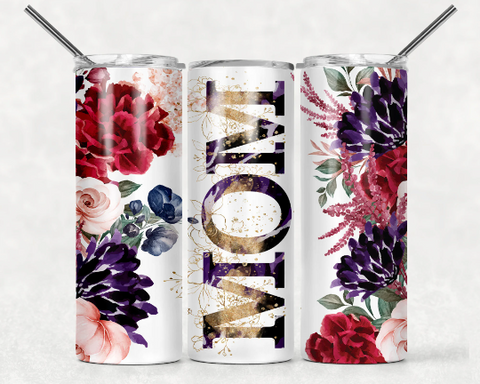 Mom Red Floral Tumbler